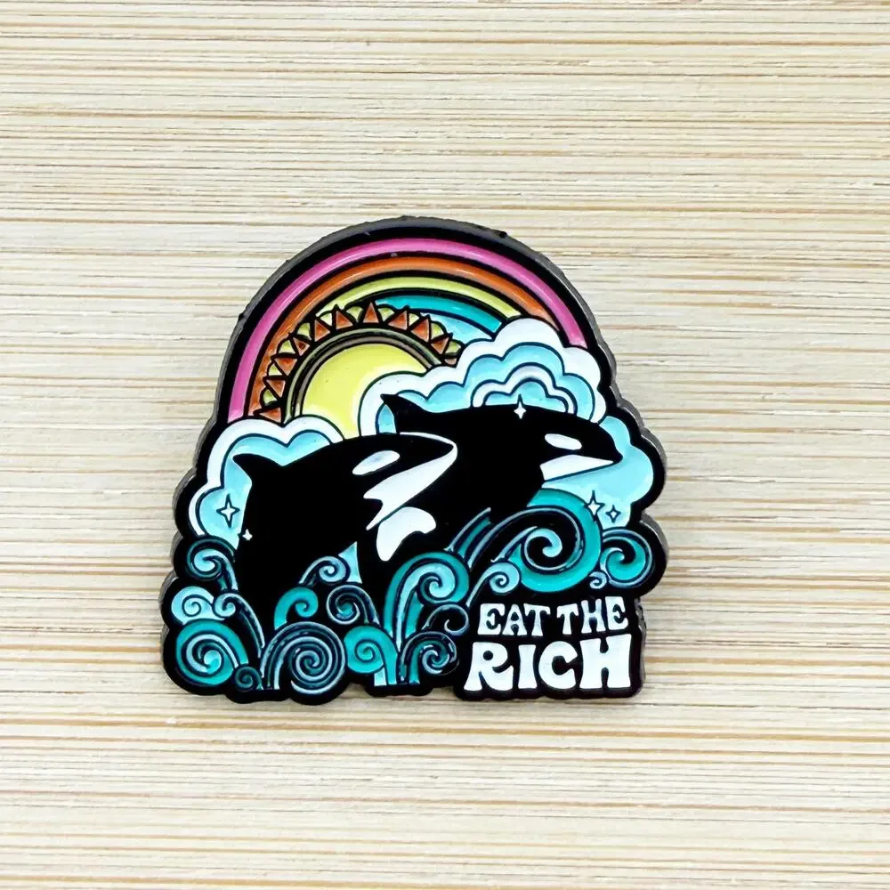 Eat The Rich Killer Orca Whale Soft Enamel Pin